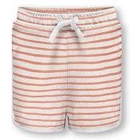 Only Kids Girls Stripe Jersey Shorts - Cloud Dancer Salmon