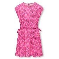 Only Kids Girls Geo Print Cap Sleeve Dress - Fuchsia Purple