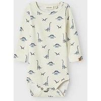 Lil Atelier Baby Boys Dino Print Long Sleeved Bodysuit - Turtledove Dino