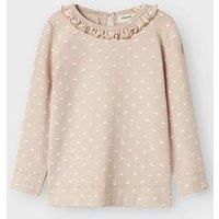 Lil Atelier Mini Girls Swan Print Long Sleeved T-Shirt - Peach Whip Swans