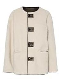 PIECES Women/'s Pcjulie Reverislbe Teddy PU Jacket, Birch, M