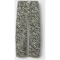 Name It Girls Zebra Print Twill Wide Leg Trousers - Black