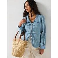 Only Tie Front Denim Shacket