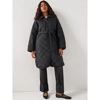 PIECES Women/'s Pcemily Long Quilted Jacket Noos BC, Black, M