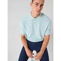 Selected Homme Foam Short Sleeve Structured Knitted Polo Shirt - Light Blue