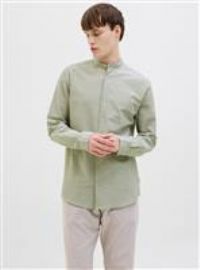 JJ REBEL Linen Blend Moss Sunny Band Long Sleeved Shirt M