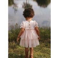 Lil Atelier Baby Girls Tulle Layered Short Sleeve Body Dress - Peach Blush