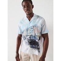Selected Homme Carl Relaxed Fit Aop Short Sleeve Shirt - Cashmere Blue Aop