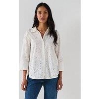 Jdy Embroidered Relaxed Fit Shirt - White
