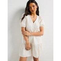 Jdy Embroidered Mini Dress - White