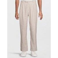 Selected Homme Relaxed Fit Malik Pinstriped Trousers - Beige