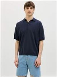 JJ REBEL Callum Knit Split Neck Polo S