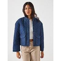 ONLY Women/'s Onlhallie Quilted DNM Jacket AKM Noos, Dark Denim Blue, L