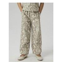 Name It Girls Snake Print Wide Leg Trousers - Buttercream