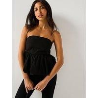 Vero Moda Esra Tube Bubble Hem Top - Black