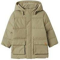 Lil Atelier Mini Boys Long Padded Coat - Green