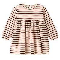 Lil Atelier Mini Girls Striped Long Sleeve Jersey Dress - Red