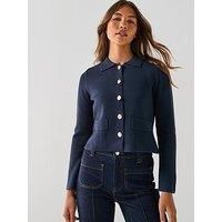 Only Alberte Life Long Sleeve Button Cardigan - Navy