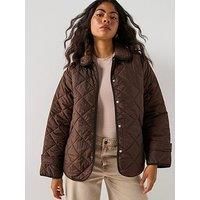 Pieces Short Quilted Jacket - Brown