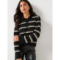 Aware Tacey Long Sleeve Polo Knit Jumper - Black