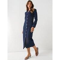 Only Caitlin Long Sleeve Denim Dress - Blue