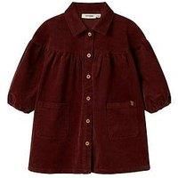 Lil Atelier Mini Girls Cord Long Sleeve Shirt Dress - Dark Red