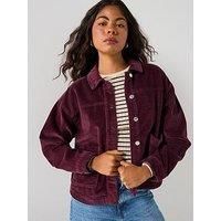 Vero Moda Jamie Long Sleeve Corduroy Shacket - Red