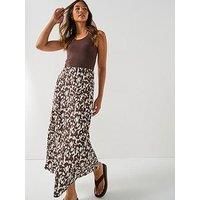 Only Chigo Satin Midi Skirt - Brown Multi