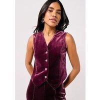 Vero Moda Shanna Velvet Waistcoat - Plum