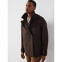 Les Deux Mckee Solid Wool Peacoat - Brown