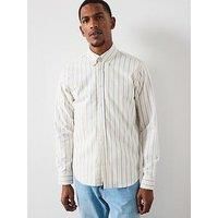 Les Deux Konrad Striped Oxford Shirt - Light Beige