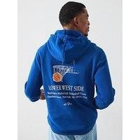 Les Deux West Side Back Graphic Overhead Hoodie - Bright Blue