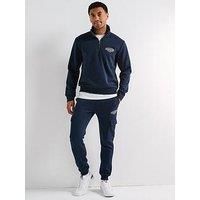 Jack & Jones Makoto Quarter Zip Logo Tracksuit - Navy