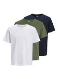 JJ REBEL Basic T Shirt Short Sleeved O Neck 3 Pack Multipack XL