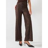 Vero Moda High Waist Wide Leg Jersey Pant - Brown