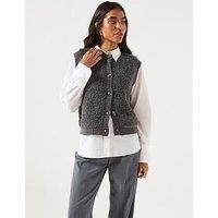 Jdy Sleeveless Button Boucle Knit Vest - Grey