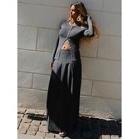 Vero Moda High Waist Long Pleated Skirt - Grey