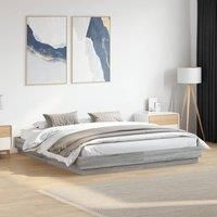 Berkfield Home Bed Frame with LED without Mattress Grey Sonoma 180x200 cm Super King