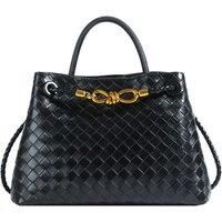 Unisex Beige Woven Leather Crossbody Bag - Multi-Way Urban Minimalist, Luxury Metal Buckle, All-Gender Summer Accessory
