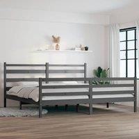 Bed Frame Solid Wood Pine 200x200 cm Grey