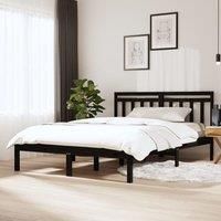 Bed Frame Black 120x190 cm Small Double Solid Wood