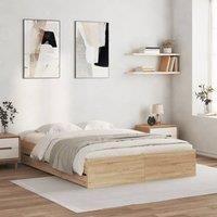Berkfield Home Bed Frame with Drawers without Mattress Sonoma Oak 140x190 cm in Brown