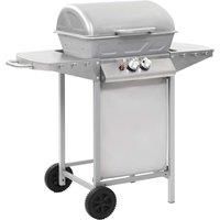 Gas BBQ Grill with 2 Cooking Zones Silver Stainless Steel