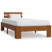 Bed Frame Honey Brown Solid Pine Wood 90x200 cm
