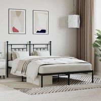 Metal Bed Frame with Headboard Black 140x200 cm