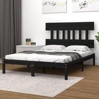 Bed Frame Black Solid Wood 140x190 cm