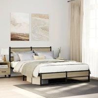 Berkfield Home Metal Bed Frame without Mattress Sonoma Oak 150x200 cm King Size in Brown