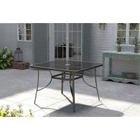 Metal & Glass Outdoor Garden Table with Parasol Hole - Weather-Ready & Durable