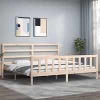 Bed Frame with Headboard 200x200 cm Solid Wood