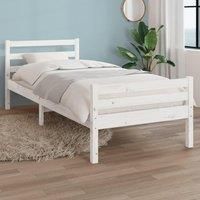 Bed Frame White Solid Wood 100x200 cm